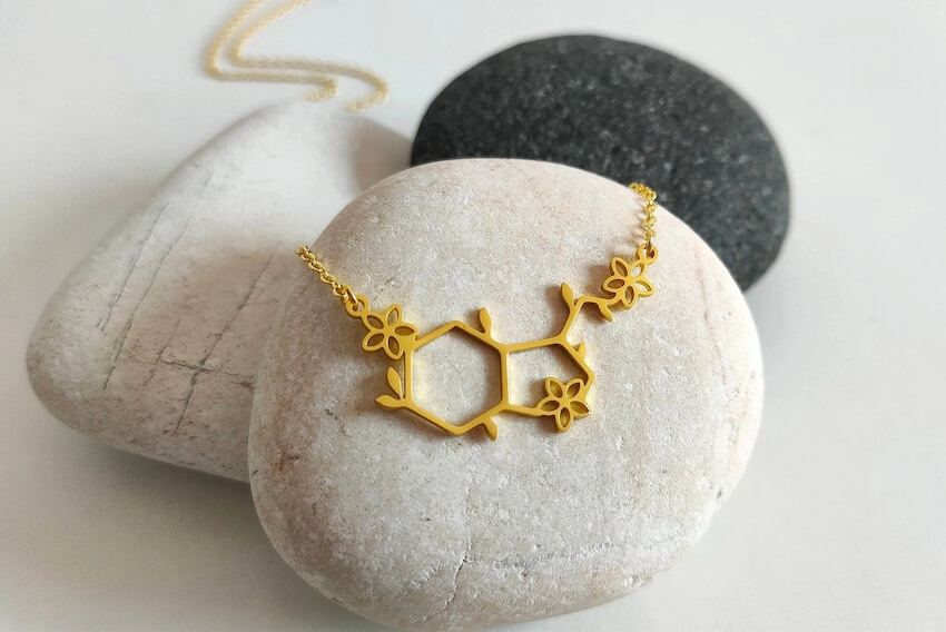 Blue Karma Handmade Jewellery Edinburgh, Serotonin Molecule Gift Necklace