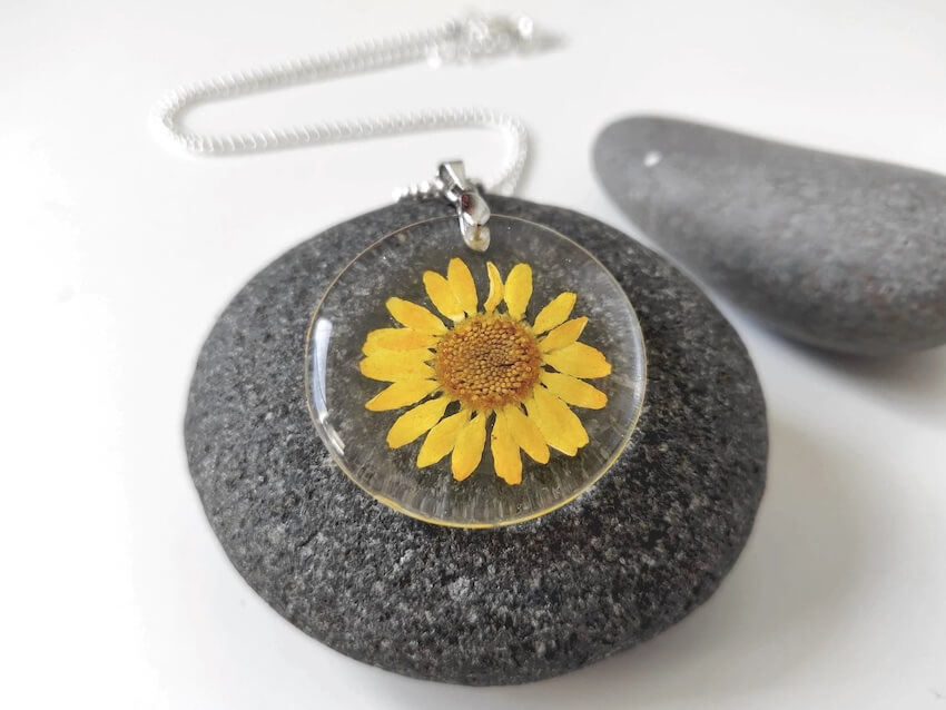 Blue Karma Handmade Jewellery Edinburgh, Pressed Flower Gift Necklace